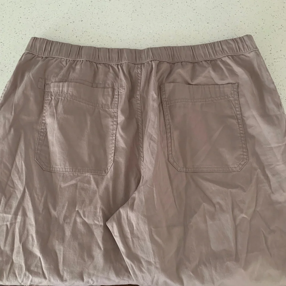 Pact XXL Organic Cotton Stretch Straight‎ Pants Taupe Elastic Waist Drawstring